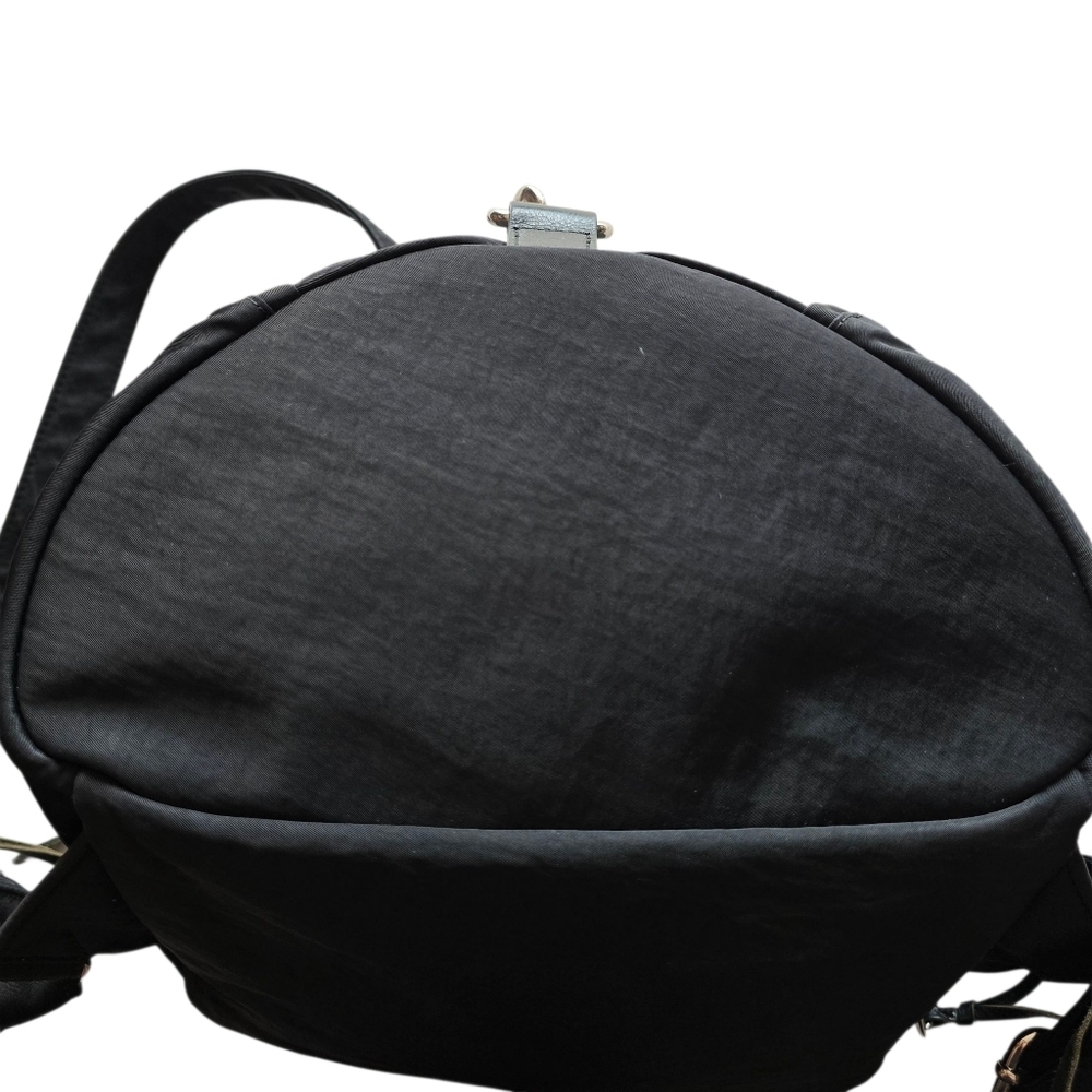 🌻Rebecca Minkoff Julian Nylon Backpack Bag, Washed Black, Clasps Zips - Picture 9 of 12